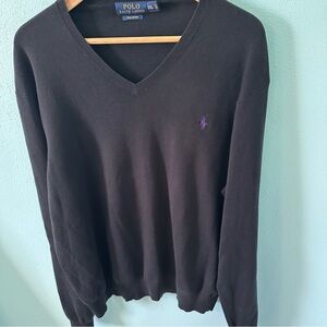 Ralph Lauren Polo Mens Black Pima Cotton Knit size XXL V-neck Sweater